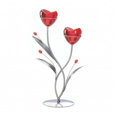 Zingz Thingz Two Hearts in Bloom Iron, Glass and Plastic Candelabra ZNGZ4019